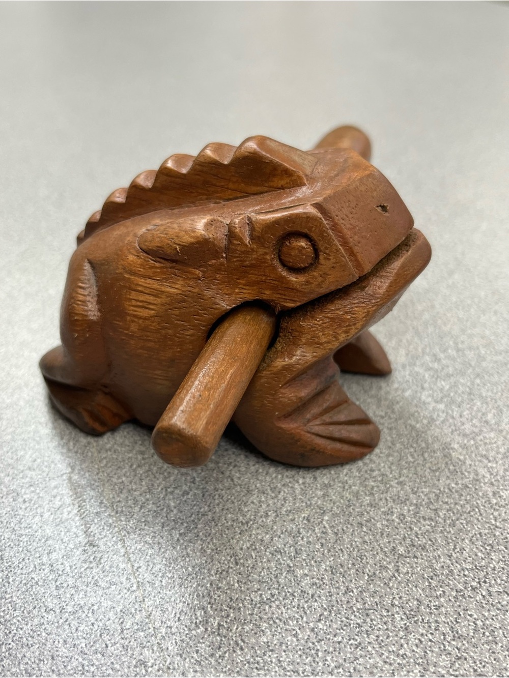 Hand Carved Wooden Frog Guiro Percussion Instrument Thailand w/ Striker